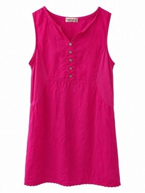 Terzo Millennio Made in Italy 100% Linen Hot Pink Sleeveless Dress Size Large